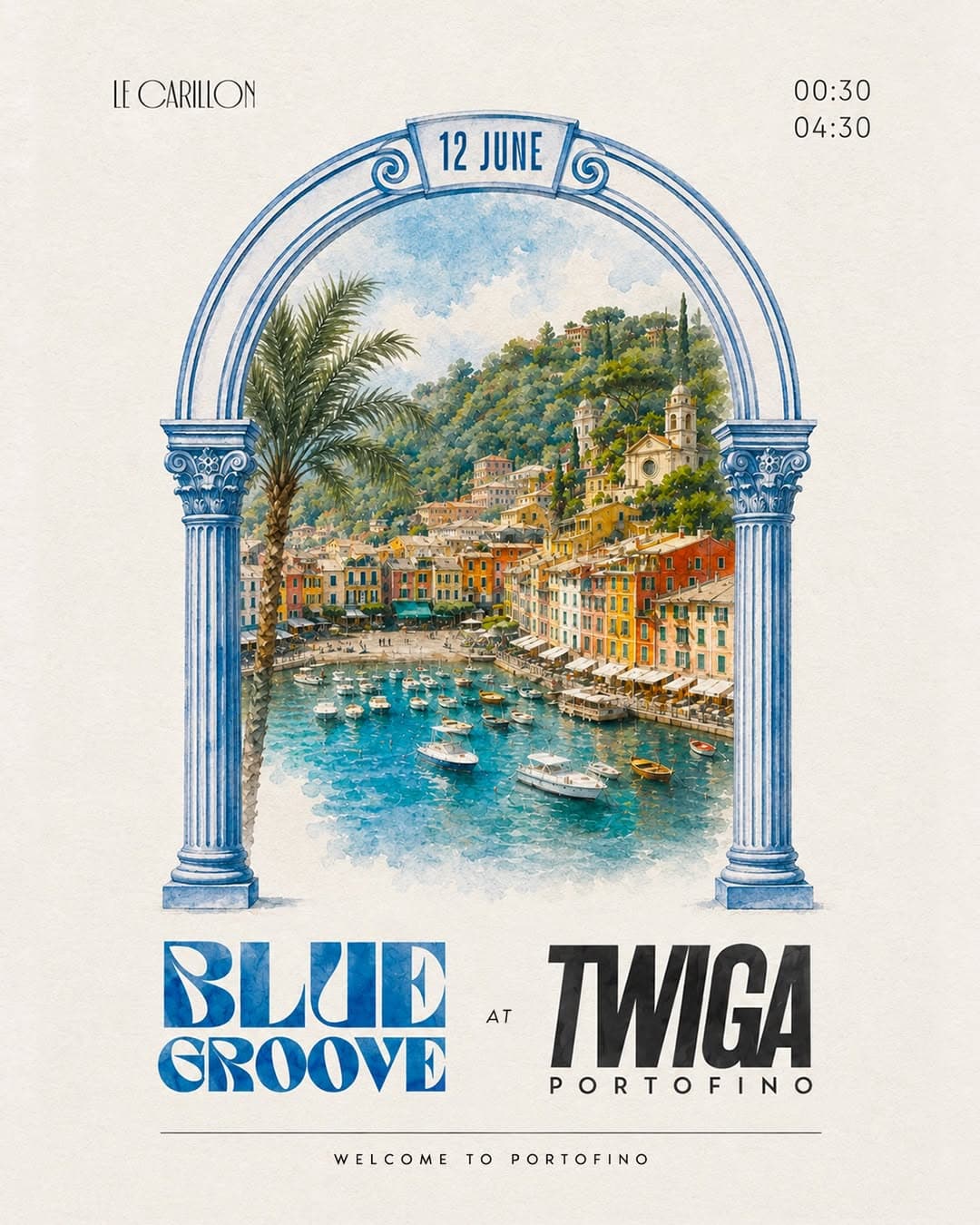 Blue Groove at Twiga Le Carillon Portofino — event poster