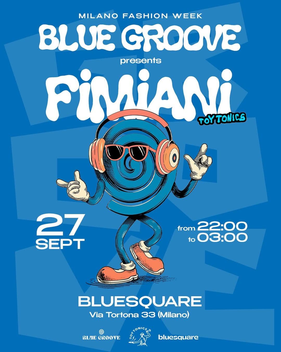 Blue Groove’s MFW Party w/ Fimiani — event poster